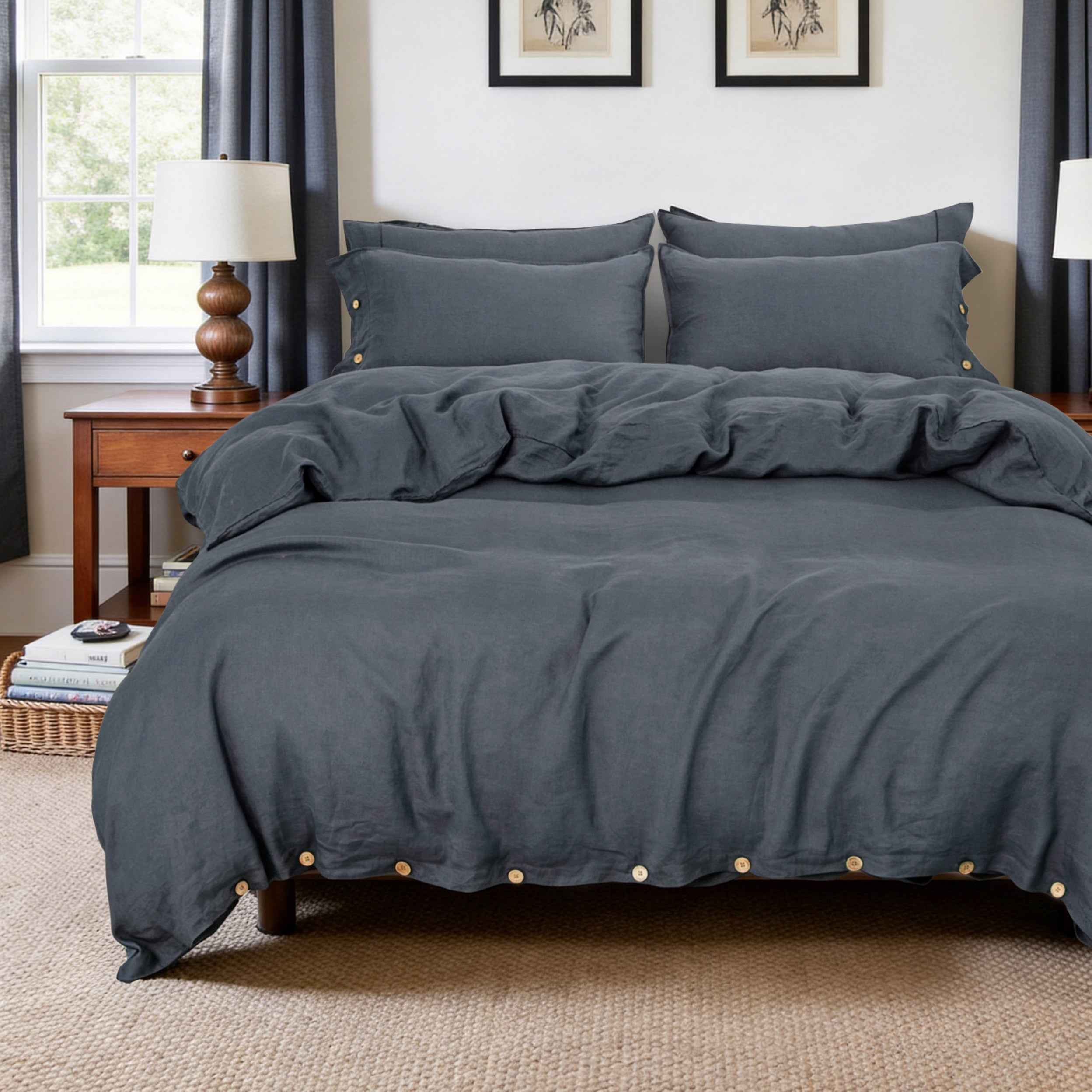 Silver Grey 100% Organic Linen Duvet Cover Set