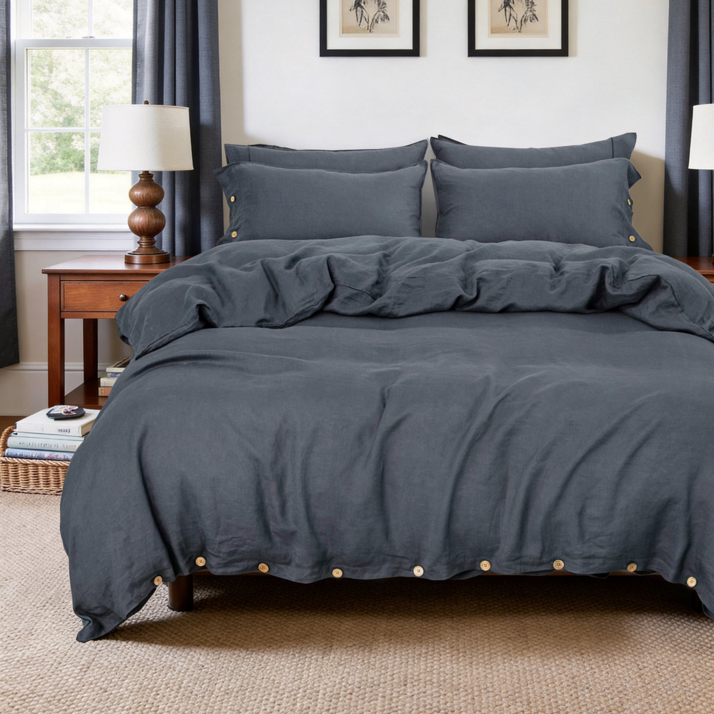 Silver Grey 100% Organic Linen Duvet Cover Set