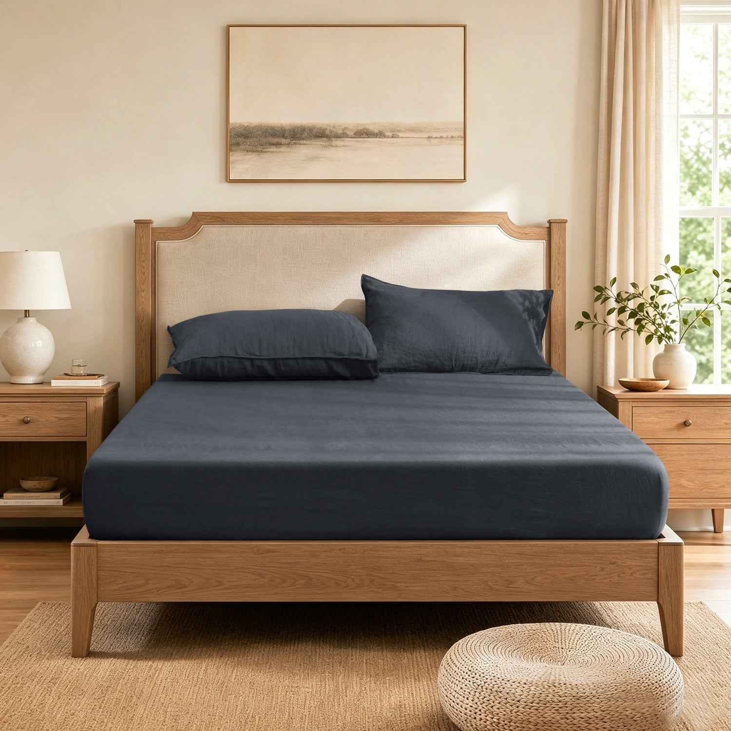 Silver Grey 100% Organic Linen Fitted Sheet