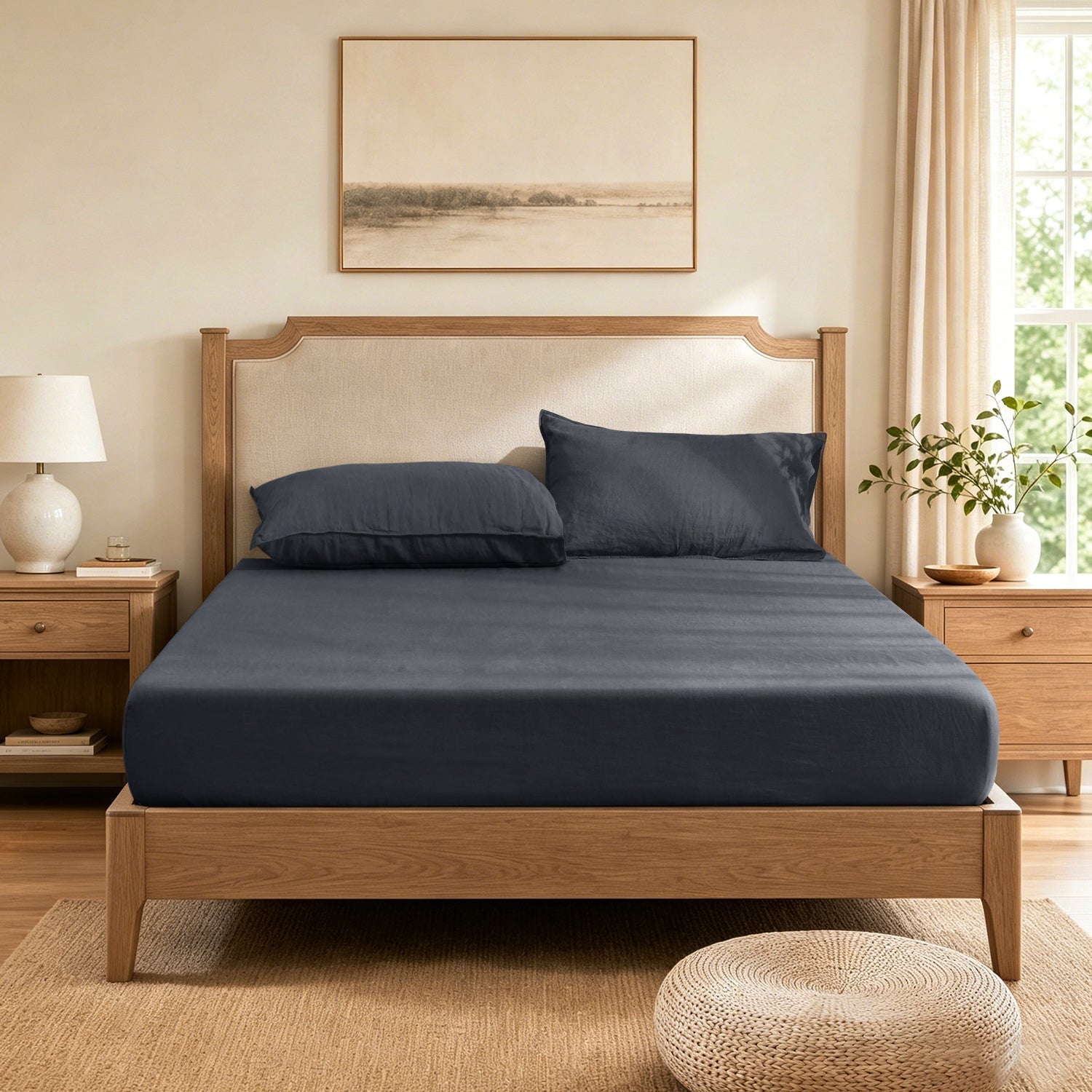 Silver Grey 100% Organic Linen Fitted Sheet