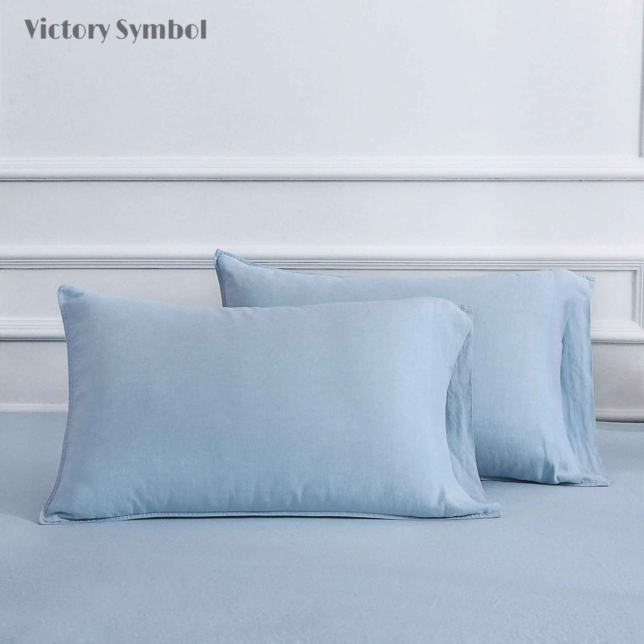 Sky Blue 100% Organic Linen Pillowcases