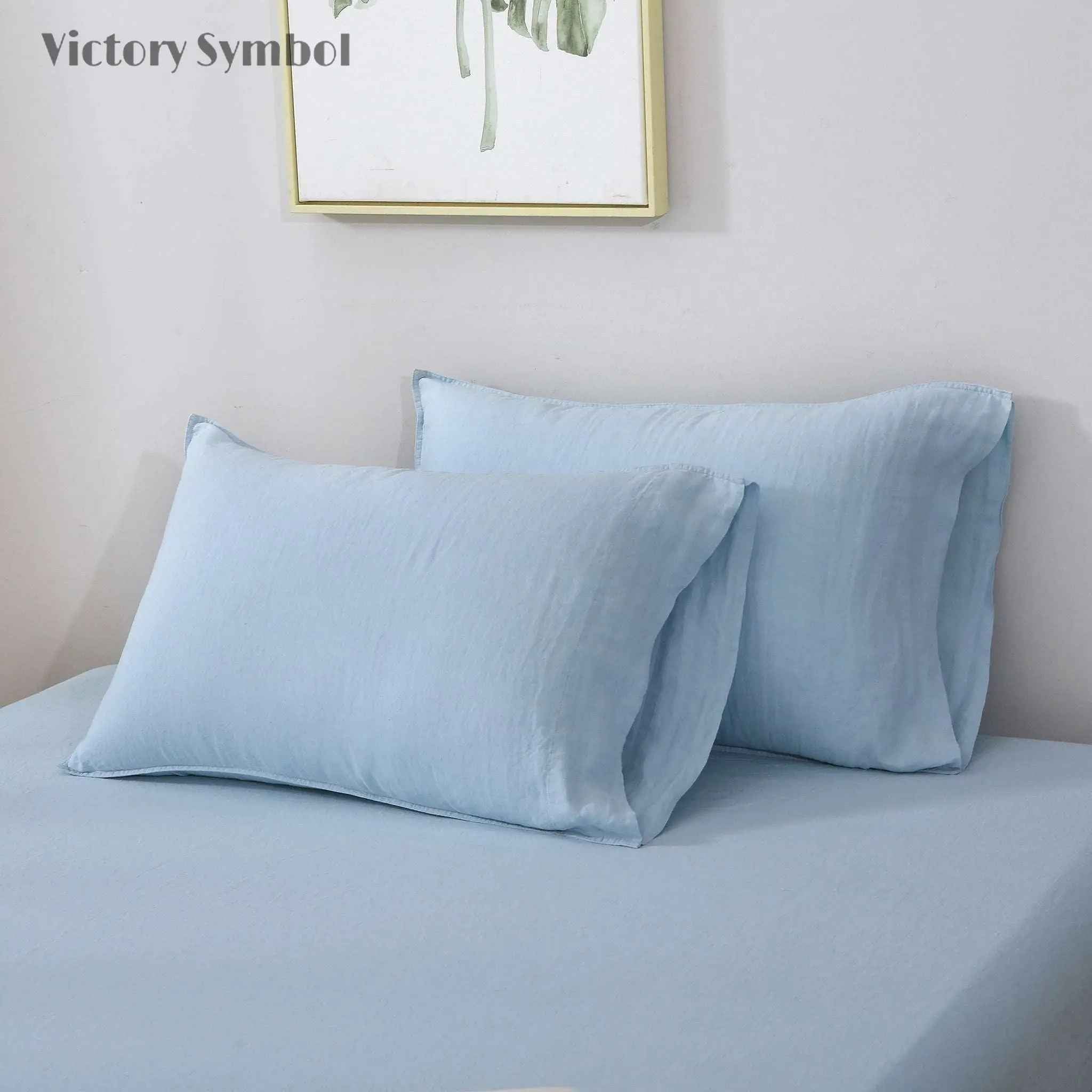 Sky Blue 100% Organic Linen Pillowcases