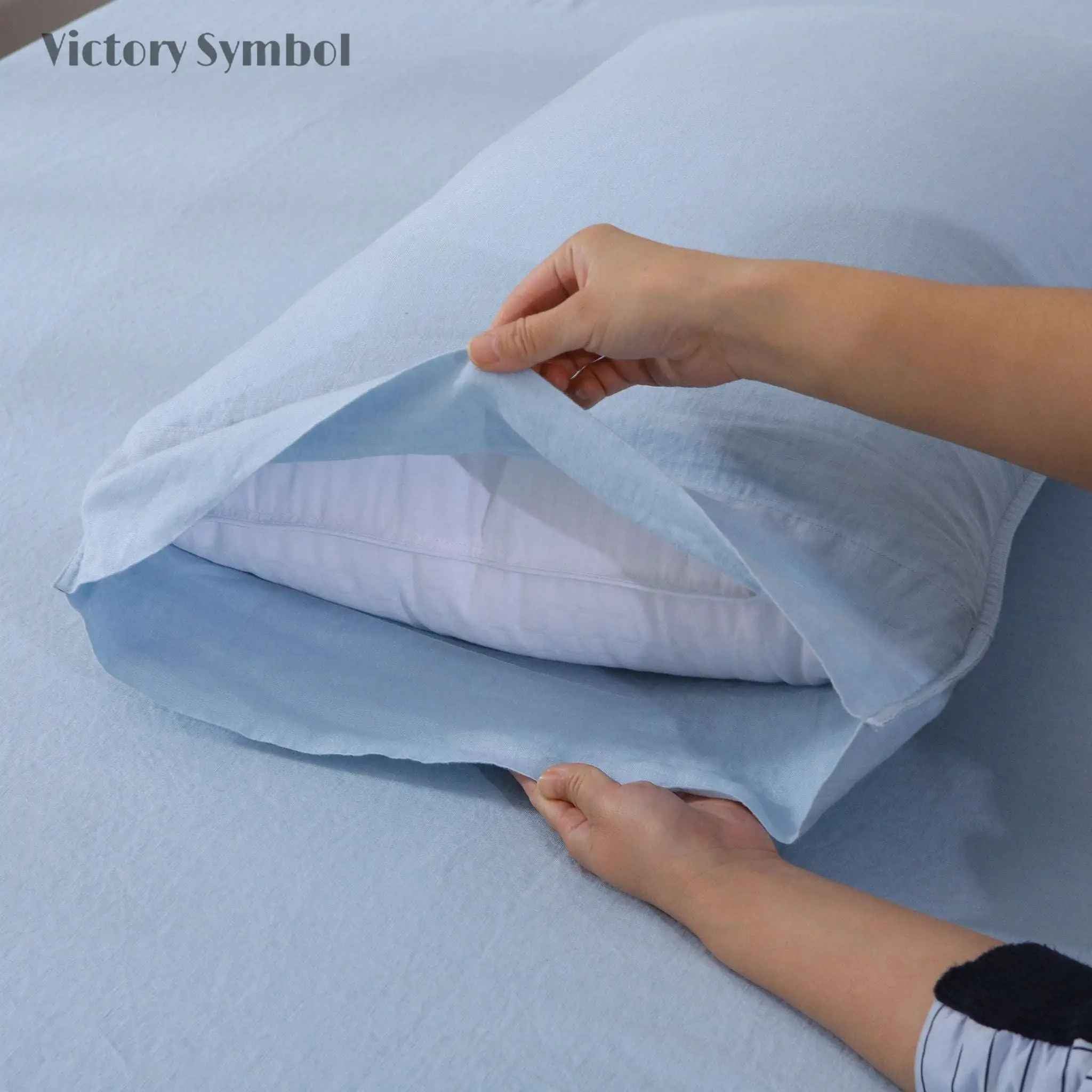 Sky Blue 100% Organic Linen Pillowcases