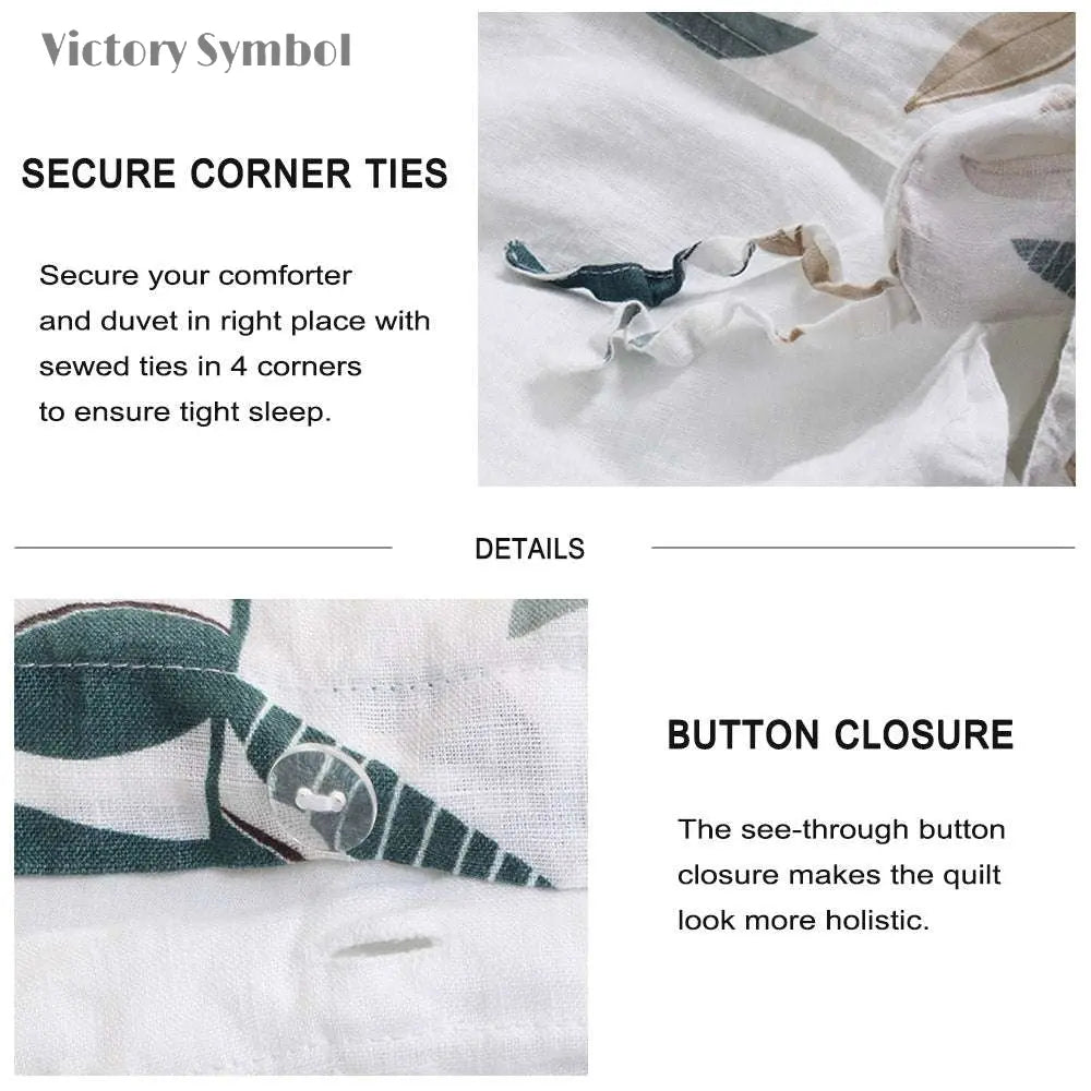 Tropical Rainforest 100% Organic Linen Duvet Cover Set - Victory Symbol