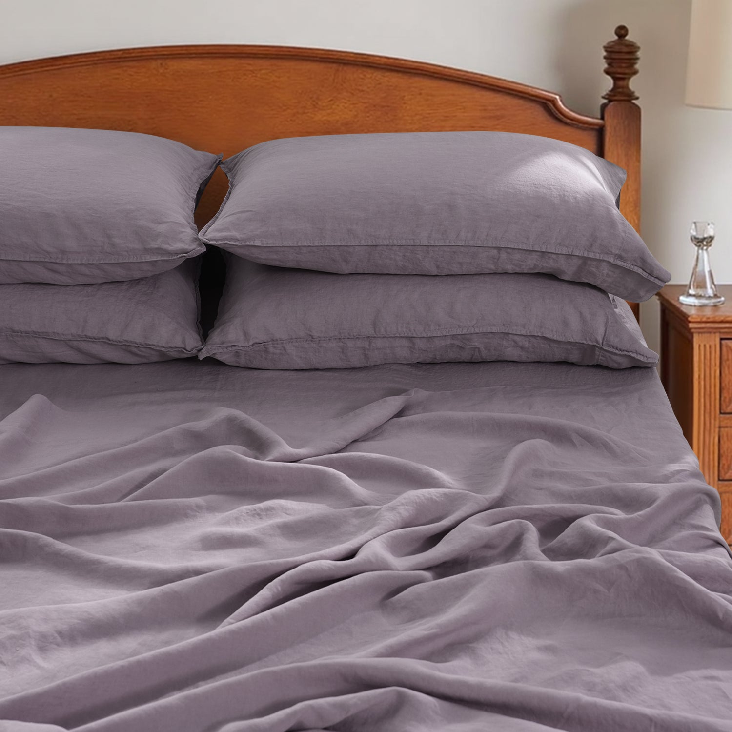 Twilight Lilac Purple 100% Organic Linen Sheets Set.