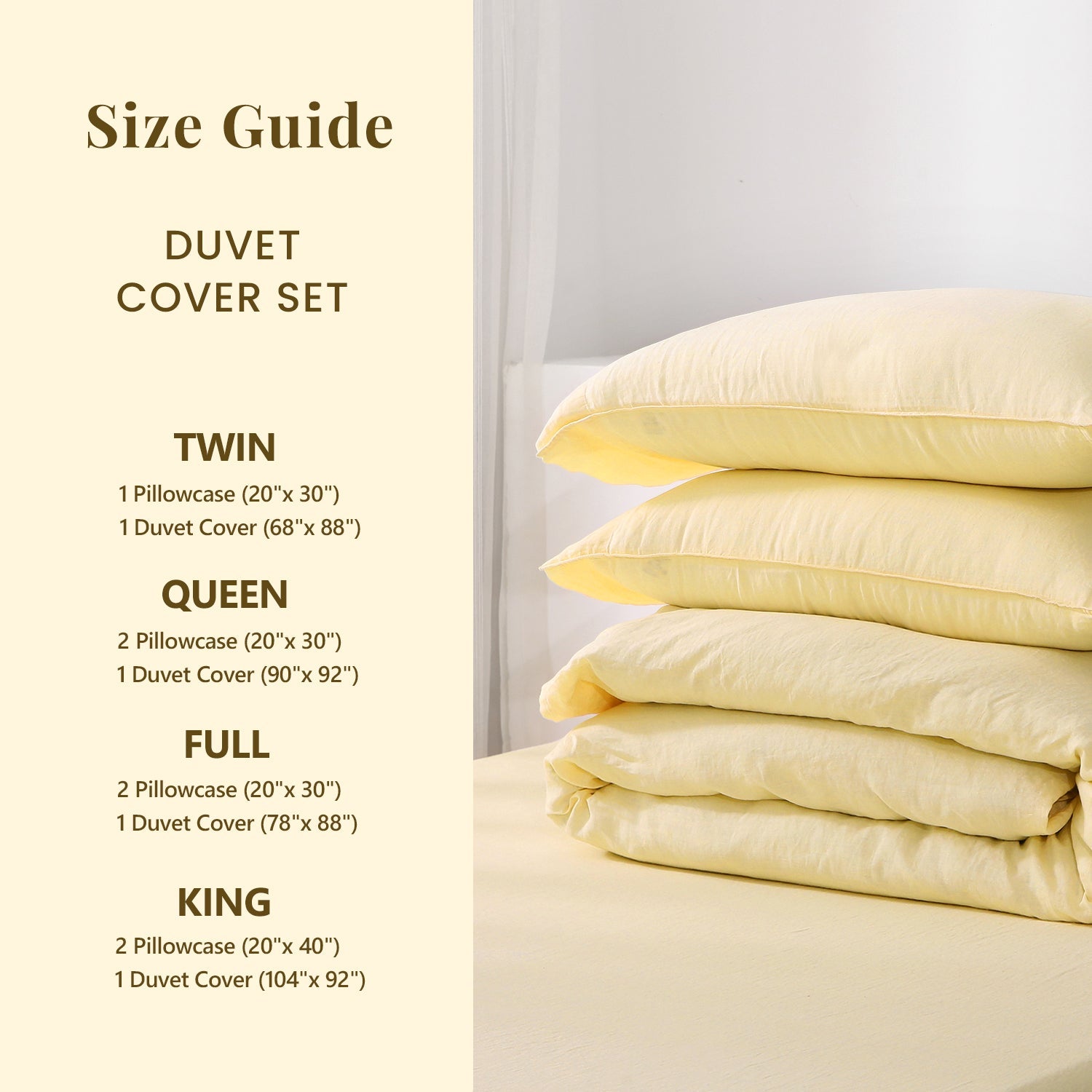 Vanilla Yellow 100% Organic Linen Duvet Cover Set-Victory Symbol