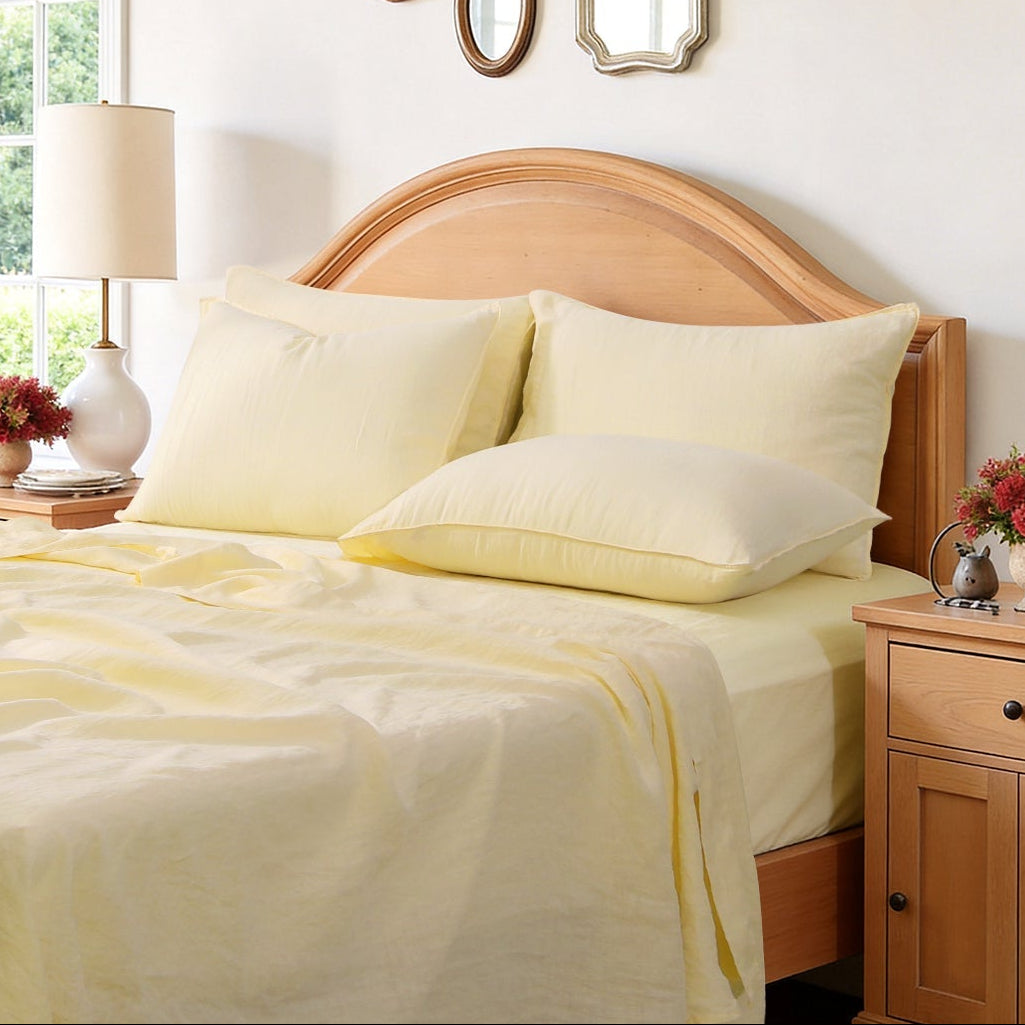 Vanilla Yellow 100% Organic Linen Pillowcases-Victory Symbol