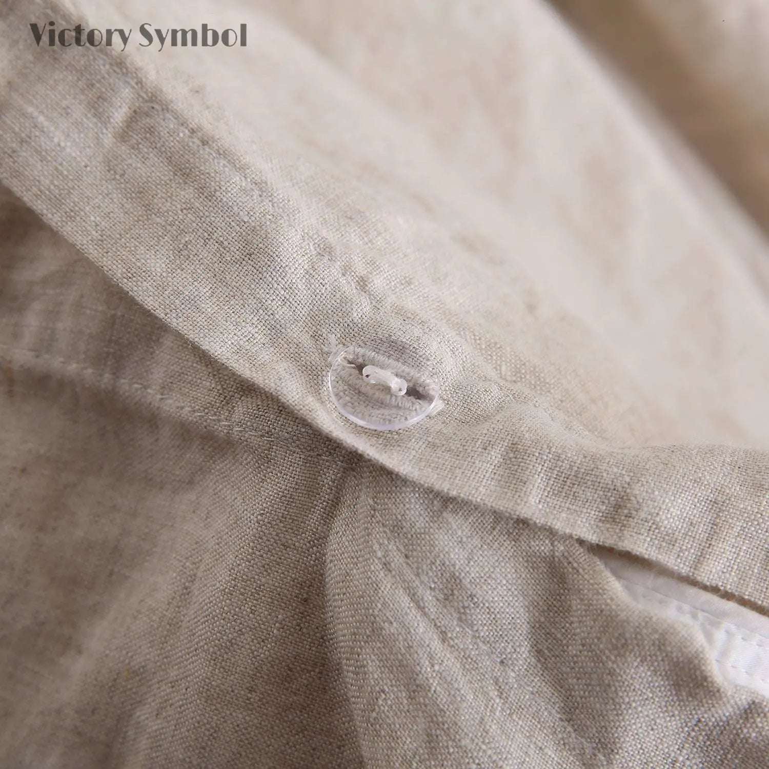 Vines Pattern 100% Organic Linen Embroidered Duvet Cover Set - Victory Symbol