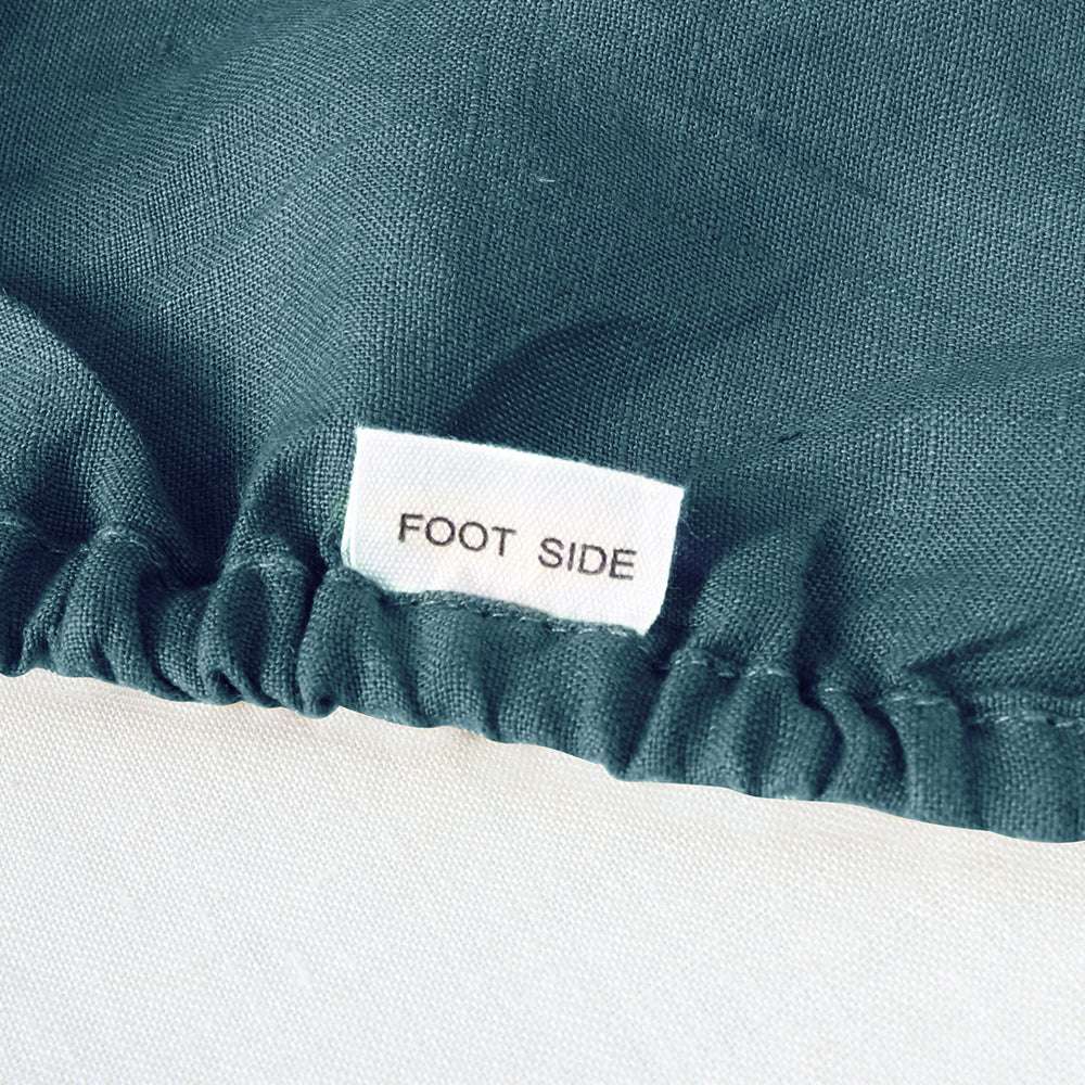 Vintage Blue 100% Organic Linen Sheets Set - Victory Symbol