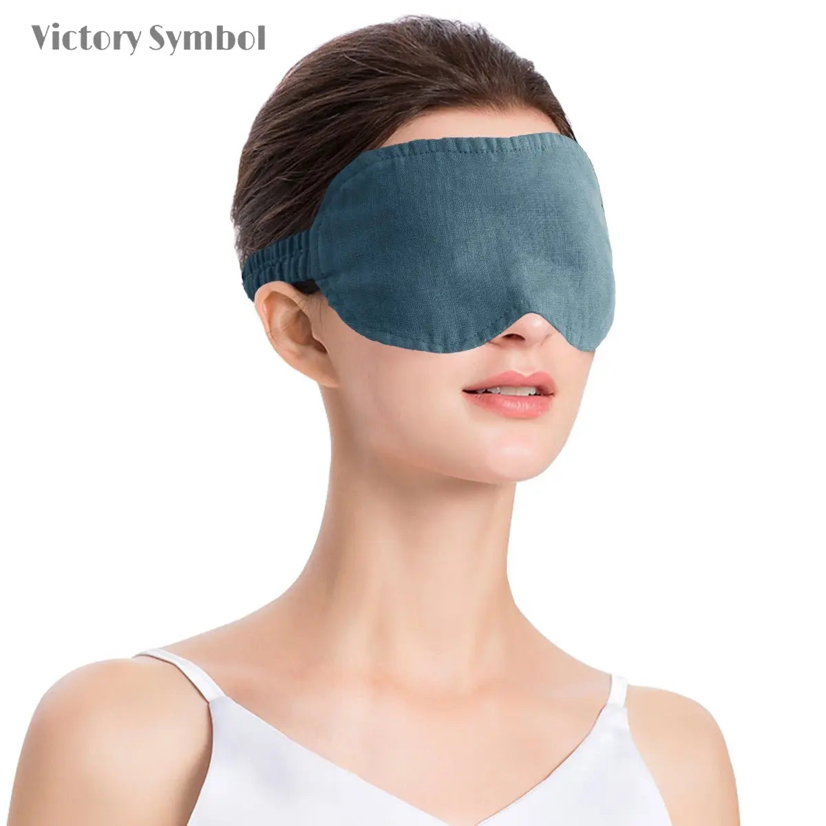 Vintage Blue 100% Organic Linen Eye Mask - Victory Symbol