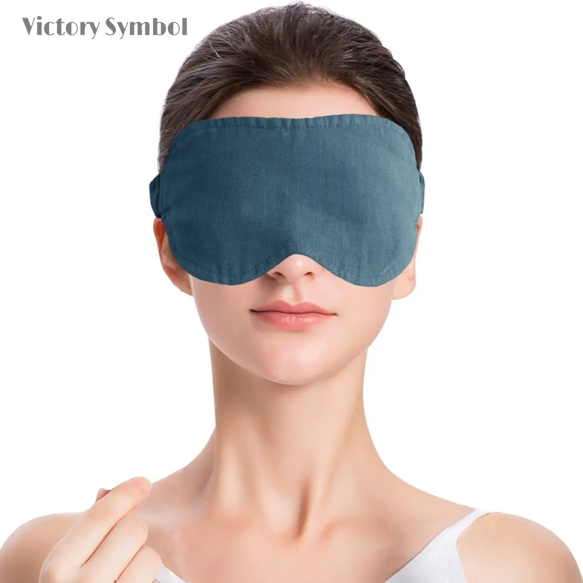 Vintage Blue 100% Organic Linen Eye Mask - Victory Symbol