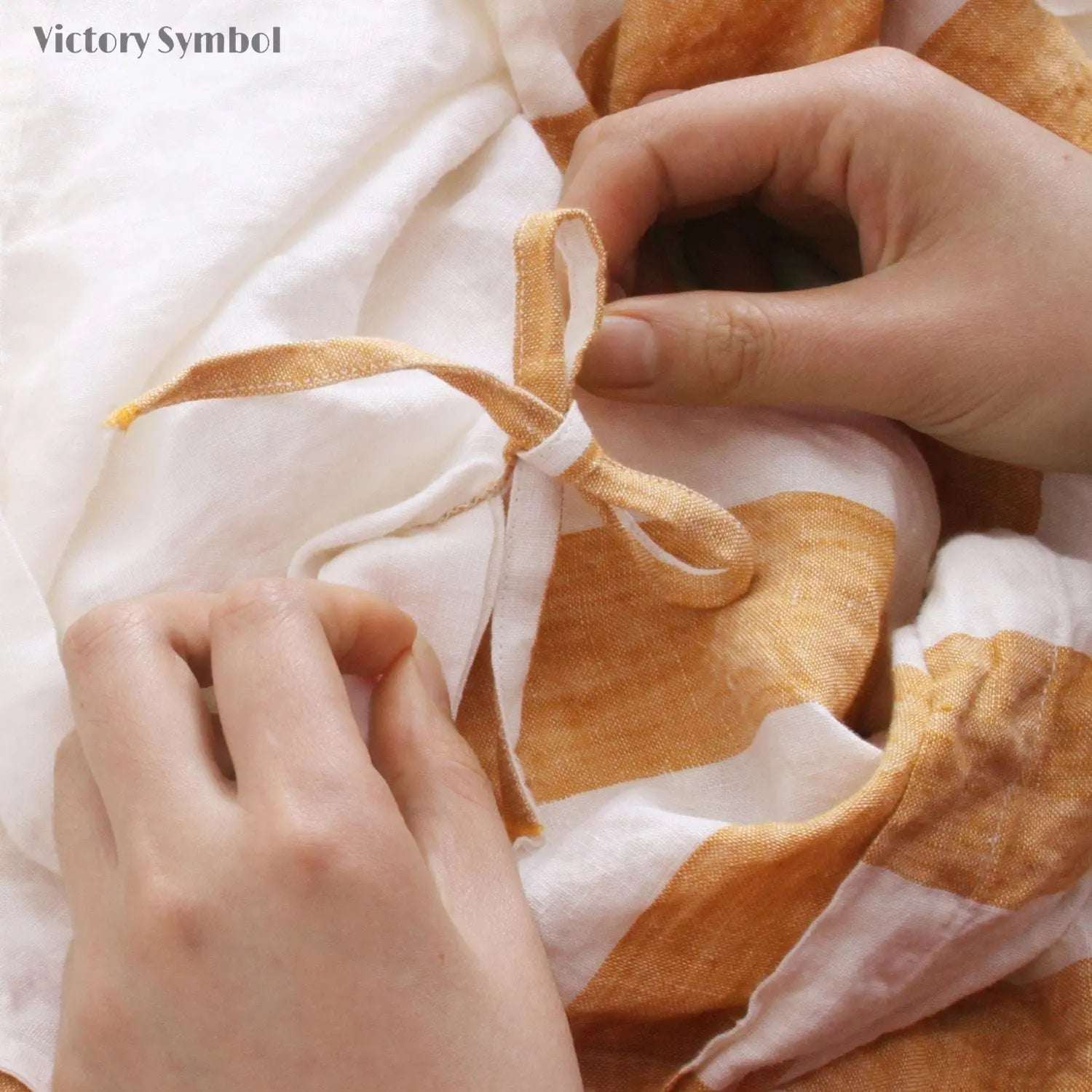 Yellow Stripe 100% Organic Linen Yarn Dyed Duvet Cover (Only 1 Piece) - Victory Symbol