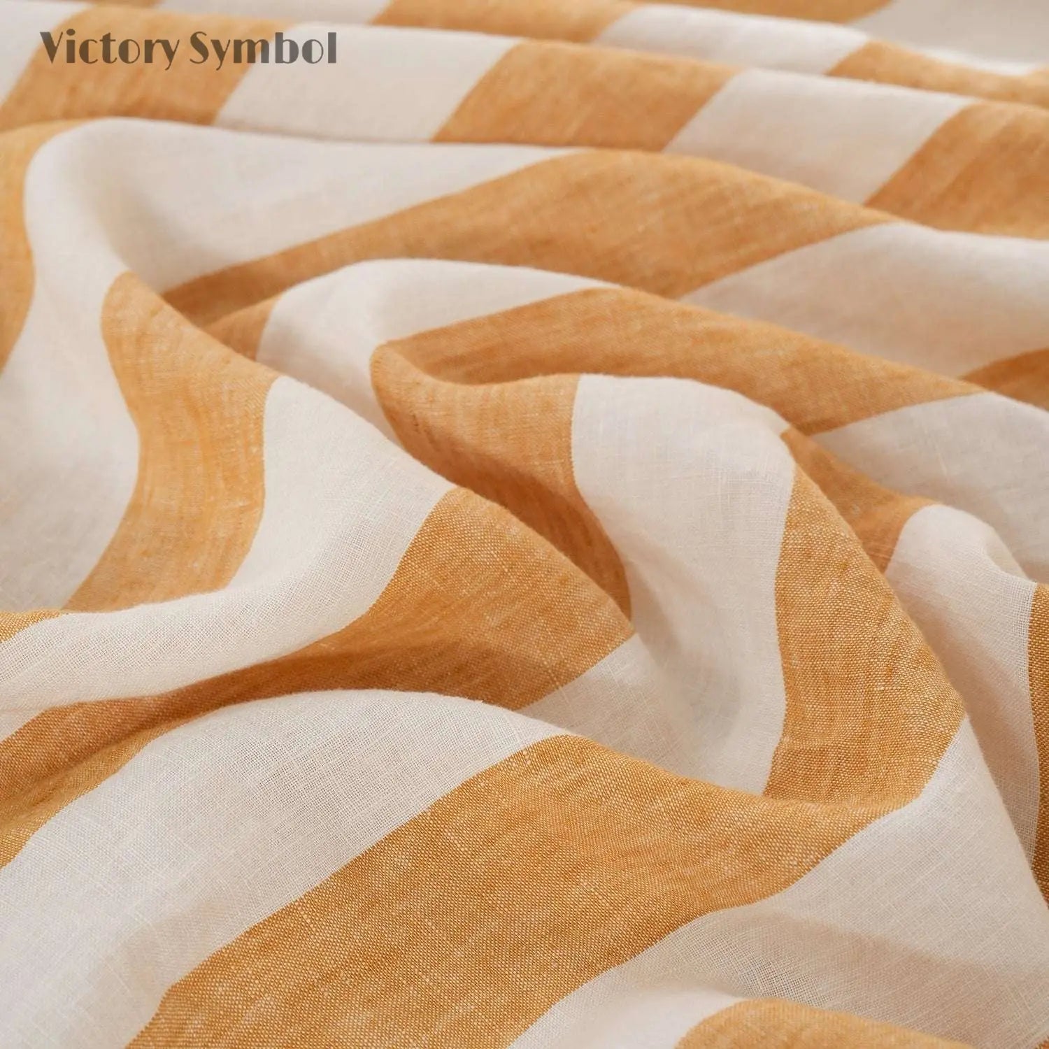 Yellow Stripe 100% Organic Linen Yarn Dyed Flat Sheet - Victory Symbol