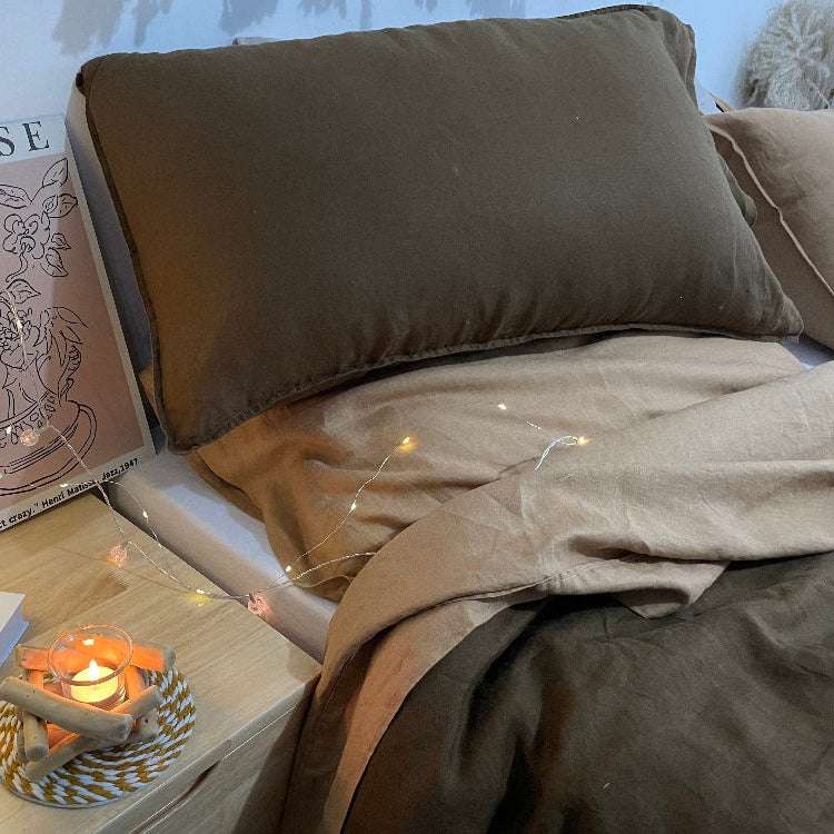Amber & Mocha 100% Organic Linen Bedding Bundle - Victory Symbol