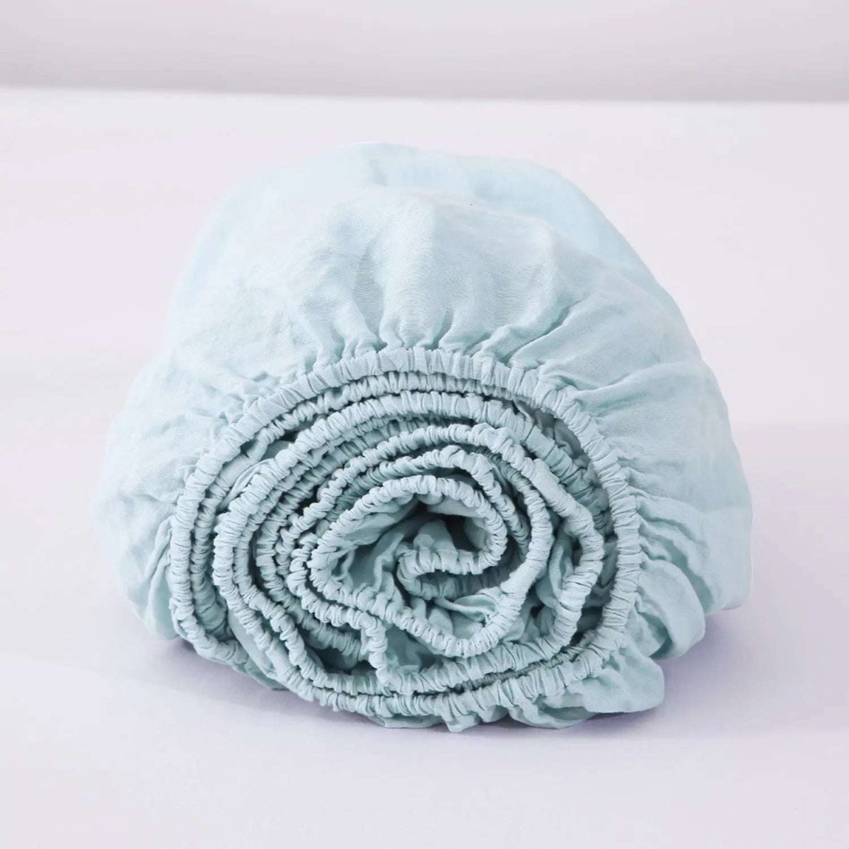 Aqua Blue 100% Organic Linen Fitted Sheet - Victory Symbol
