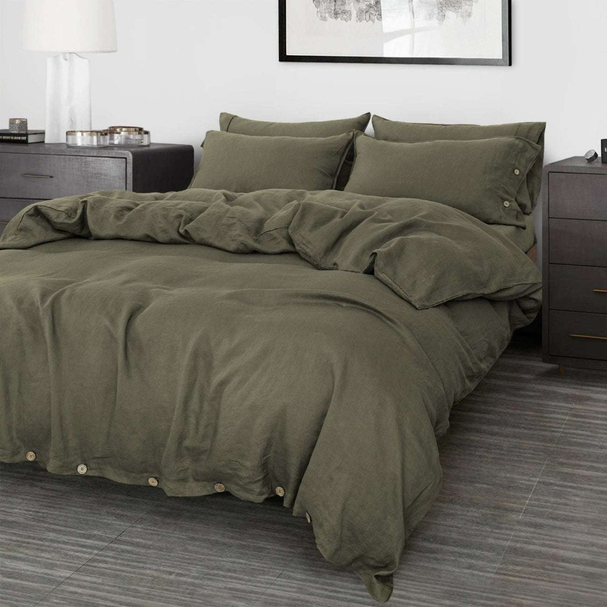 Burnt Olive 100% Organic Linen Duvet Cover (Only 1 Piece) - Victory Symbol