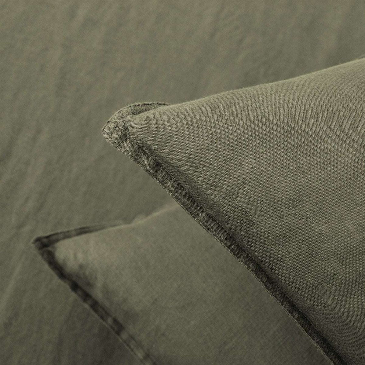 Burnt Olive 100% Organic Linen Pillowcases - Victory Symbol