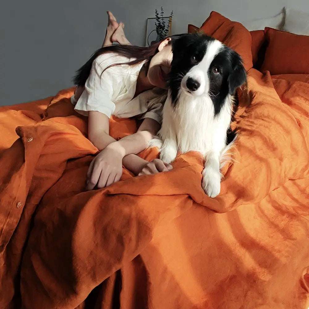 Caramel 100% Organic Linen Duvet Cover Set