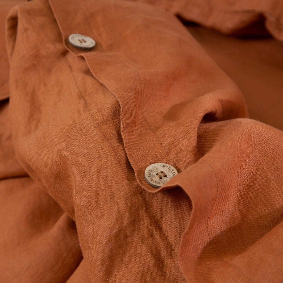 Caramel 100% Organic Linen Duvet Cover With Coconut Button Closure(Only 1 Piece) - Victory Symbol