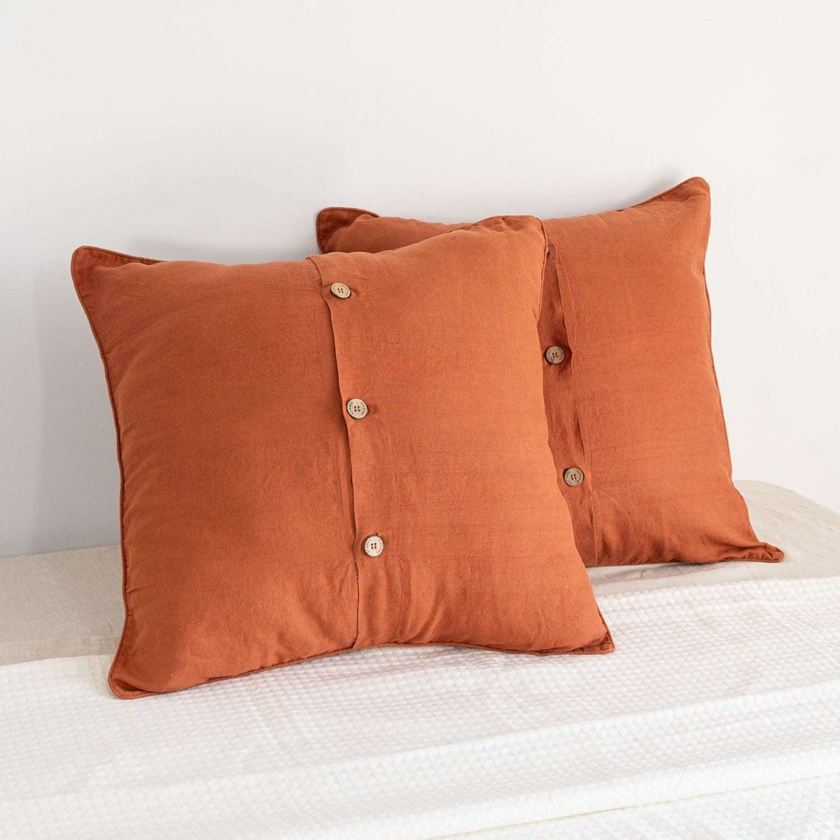 Caramel 100% Organic Linen Euro Pillowcases - Victory Symbol