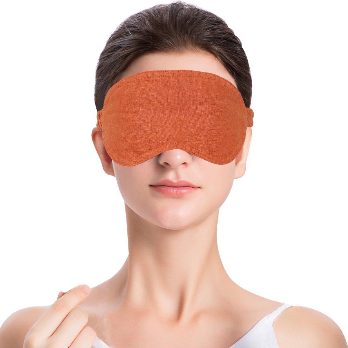 Caramel Colorblock 100% Organic Linen Eye Mask - Victory Symbol