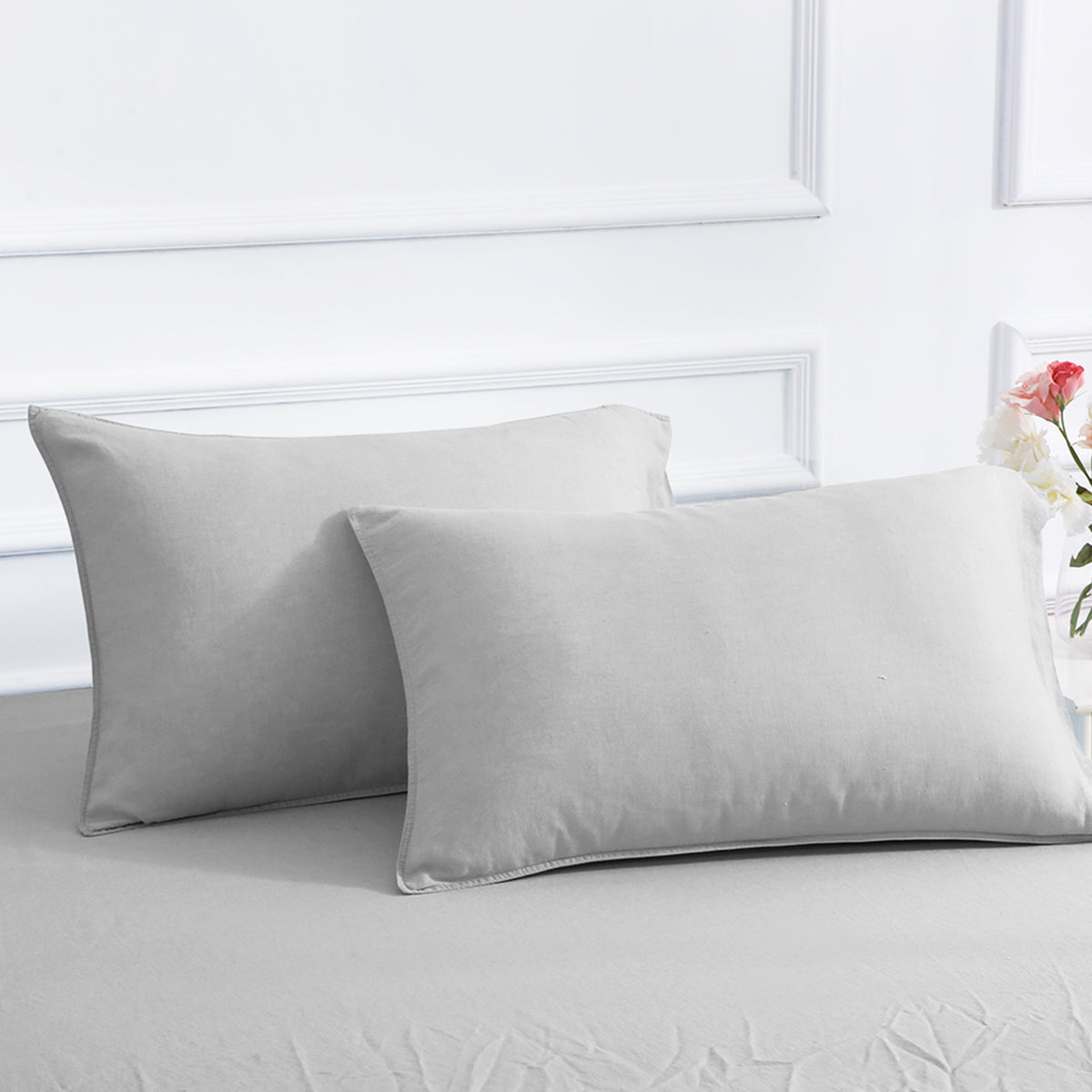 Soft Grey 100% Organic Linen Pillowcases