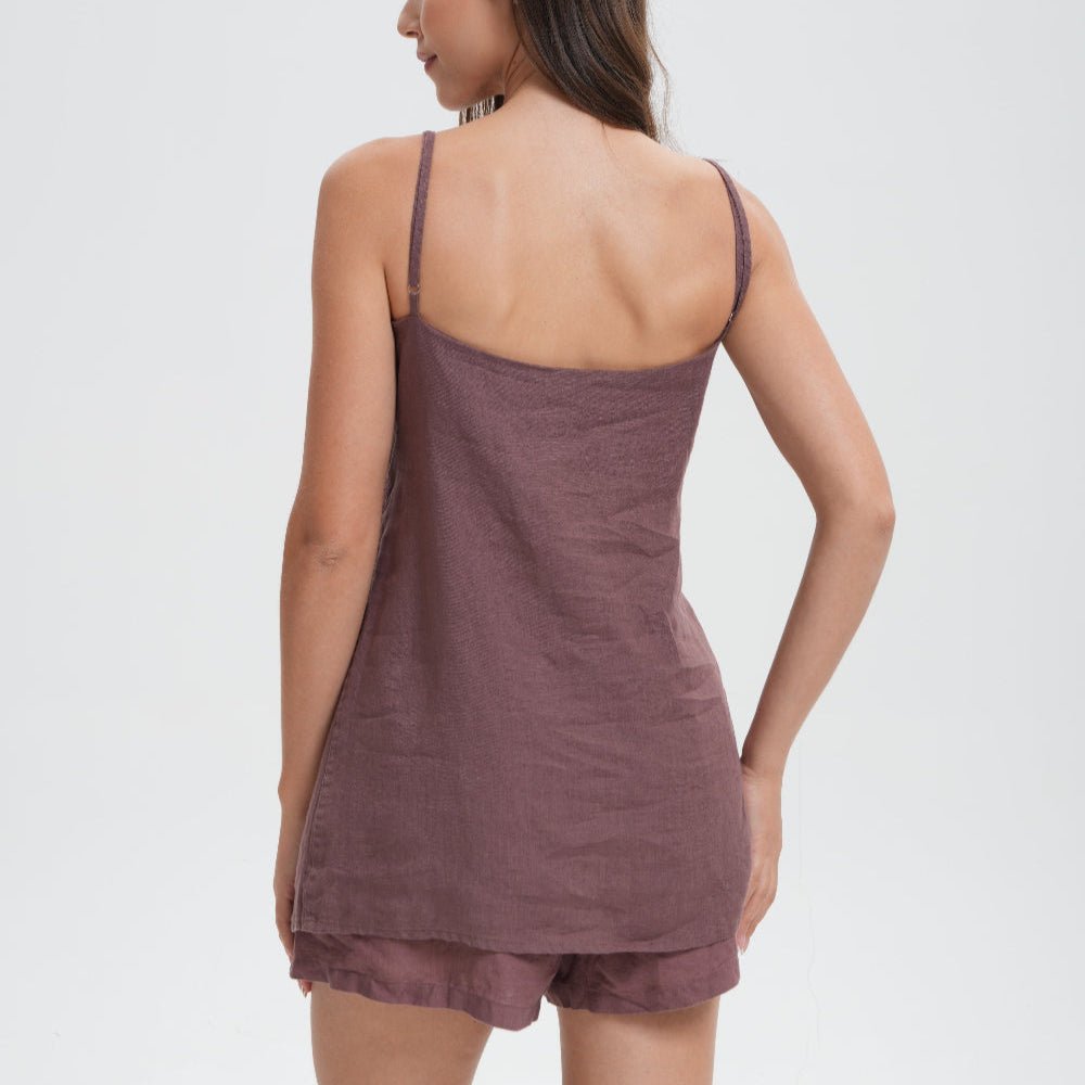 Cocoa Women's Linen Camisole Tank Top V - Neck Loose Casual Adjustable Strap - Victory Symbol