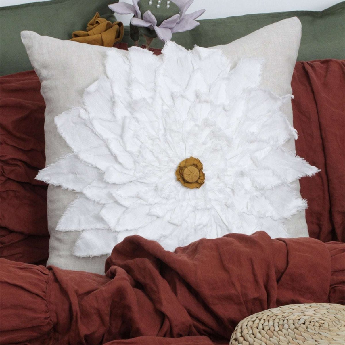 Collage flower pattern 100% Organic Linen Euro Pillowcase - Victory Symbol