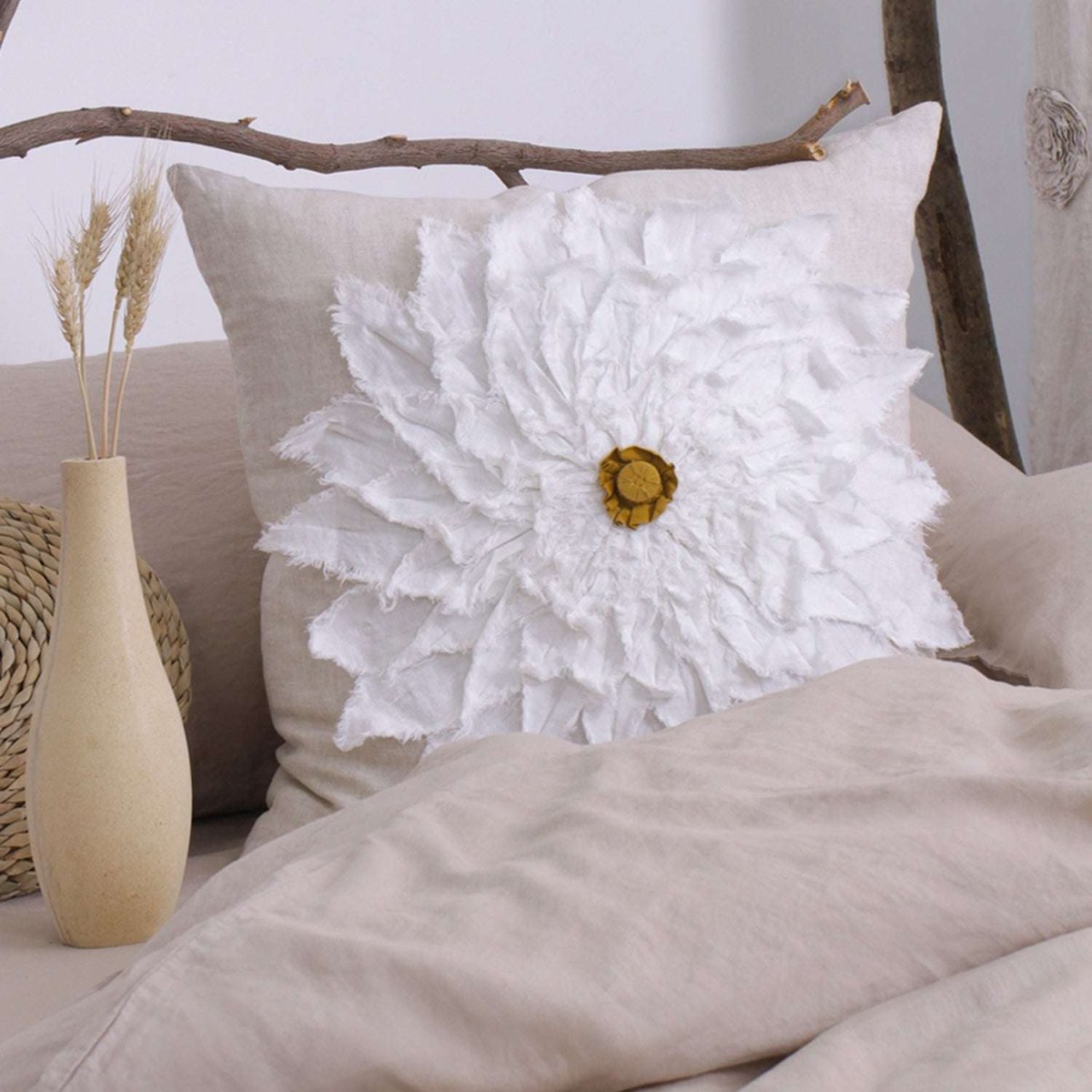 Collage flower pattern 100% Organic Linen Euro Pillowcase - Victory Symbol