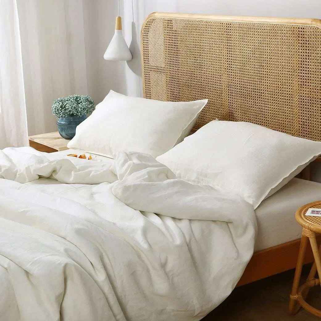 Creamy White 100% Organic Linen Duvet Cover Set