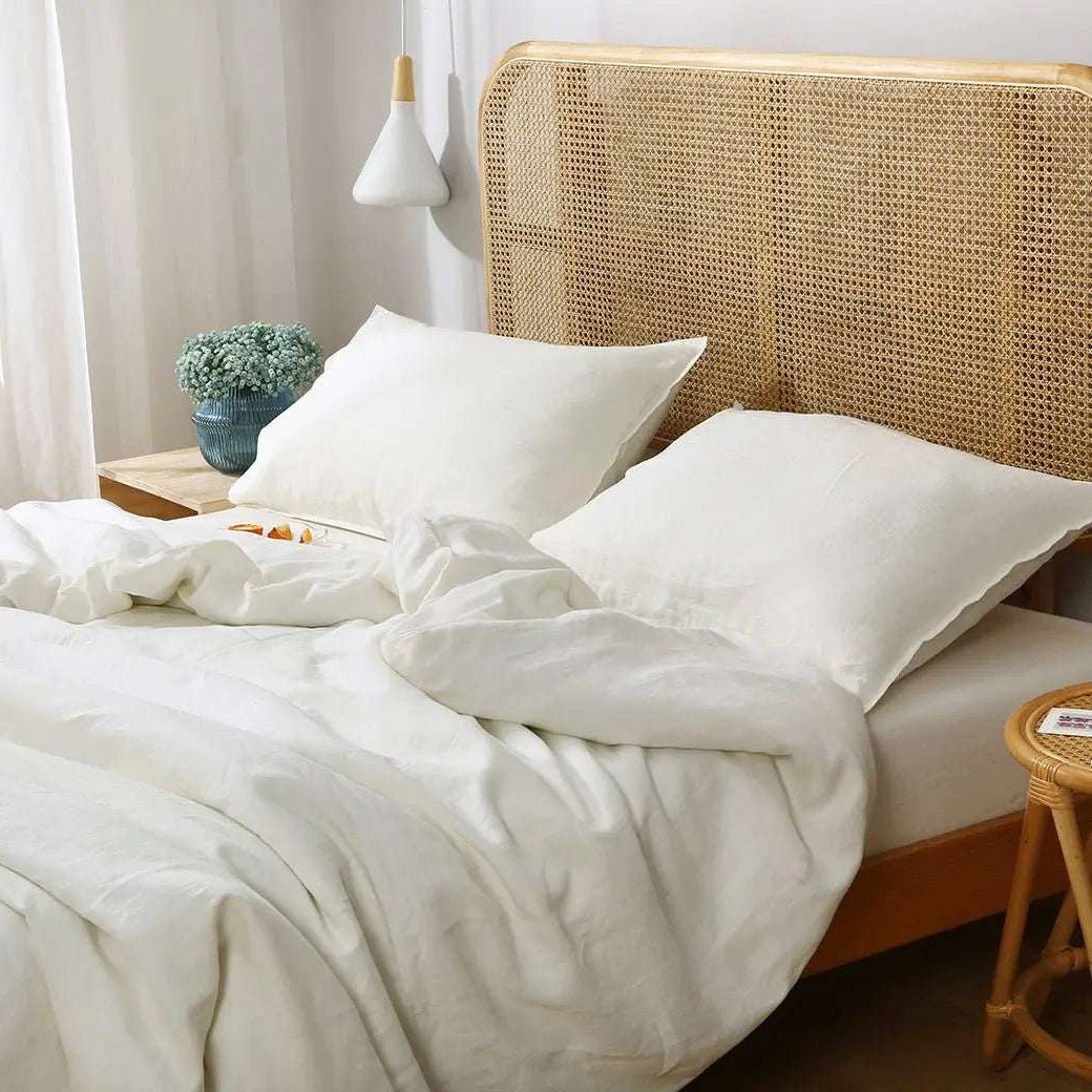 Creamy White 100% Organic Linen Duvet Cover Set