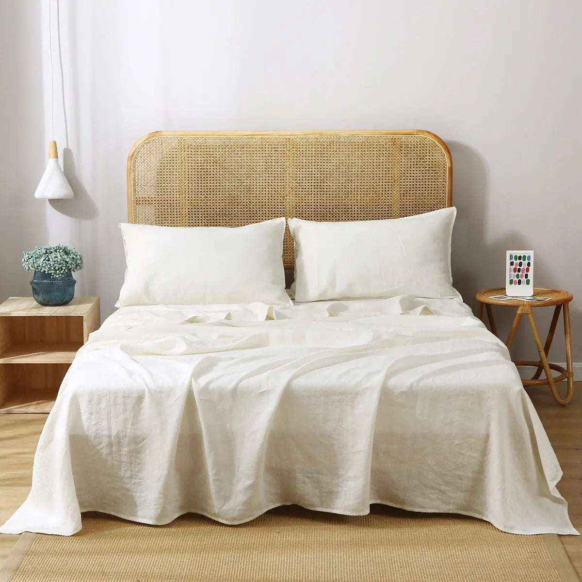 Creamy White 100% Organic Linen Sheets Set
