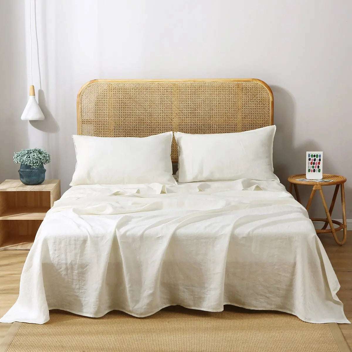Creamy White 100% Organic Linen Sheets Set