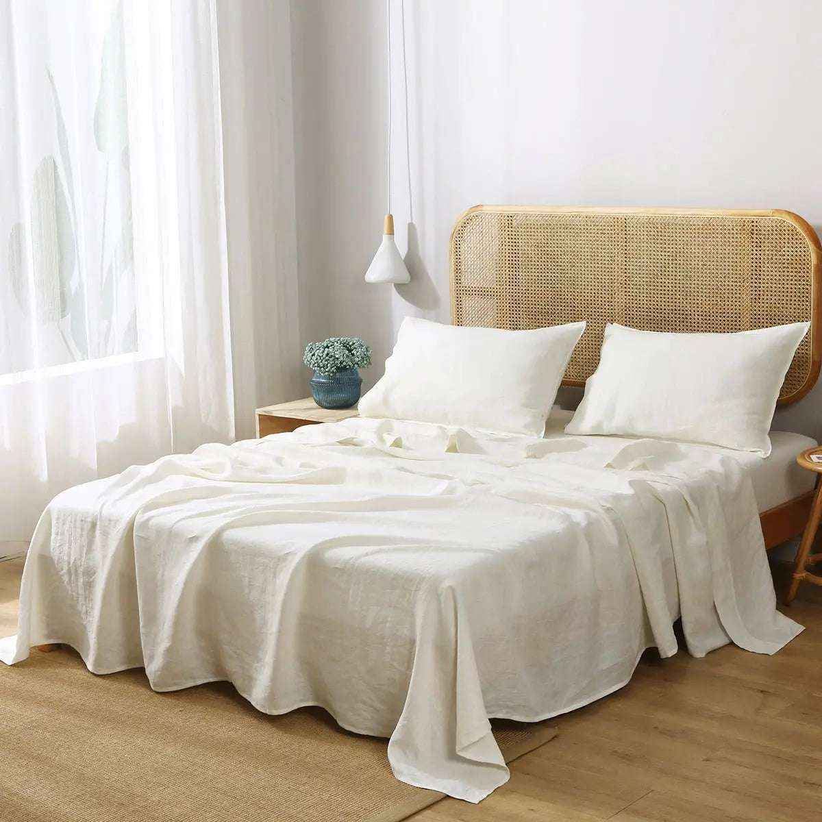 Creamy White 100% Organic Linen Sheets Set