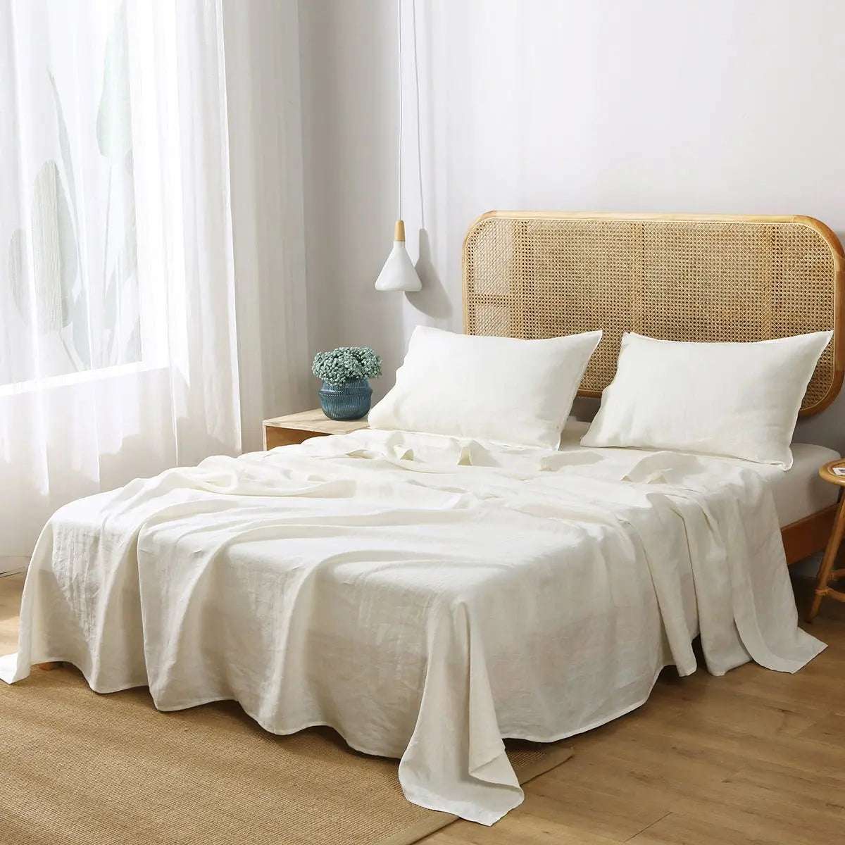 Creamy White 100% Organic Linen Sheets Set