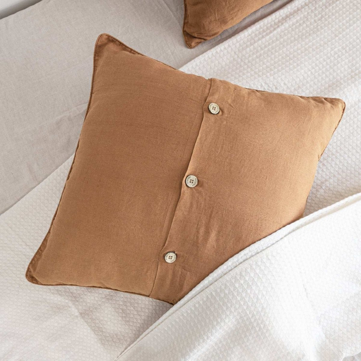 Dusty Terracotta 100% Organic Linen Euro Pillowcases - Victory Symbol