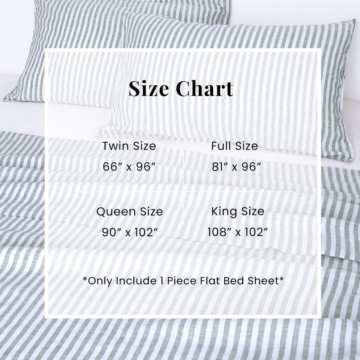 Forest Green Stripe 100% Organic Linen Yarn Dyed Flat Sheet - Victory Symbol