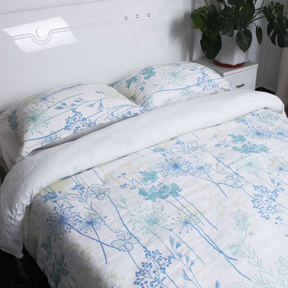 Garden Party Dream 100% Organic Linen Duvet Cover Set - Victory Symbol