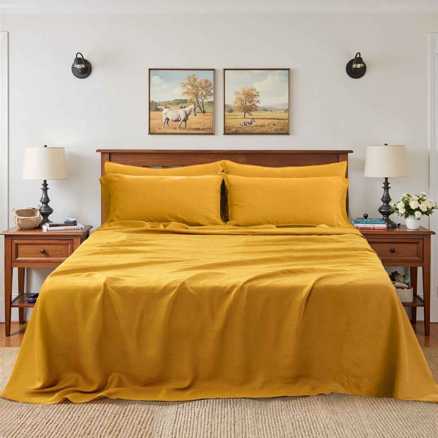Ginger Yellow 100% Organic Linen Sheets Set