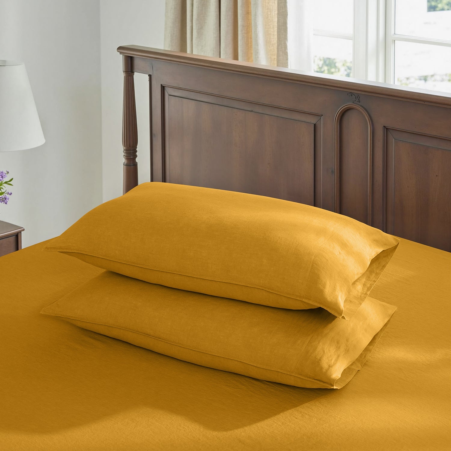 Ginger Yellow 100% Organic Linen Pillowcases-Victory Symbol