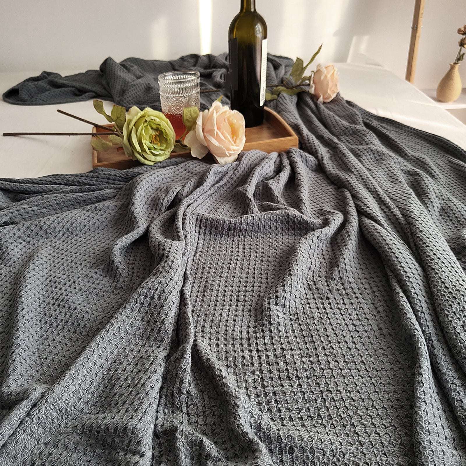 Gray 100% Organic Bamboo Blanket-Victory Symbol