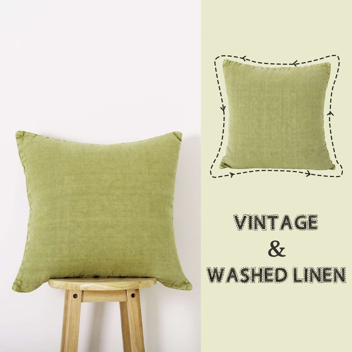 Green Olive 100% Organic Linen Euro Pillowcases - Victory Symbol