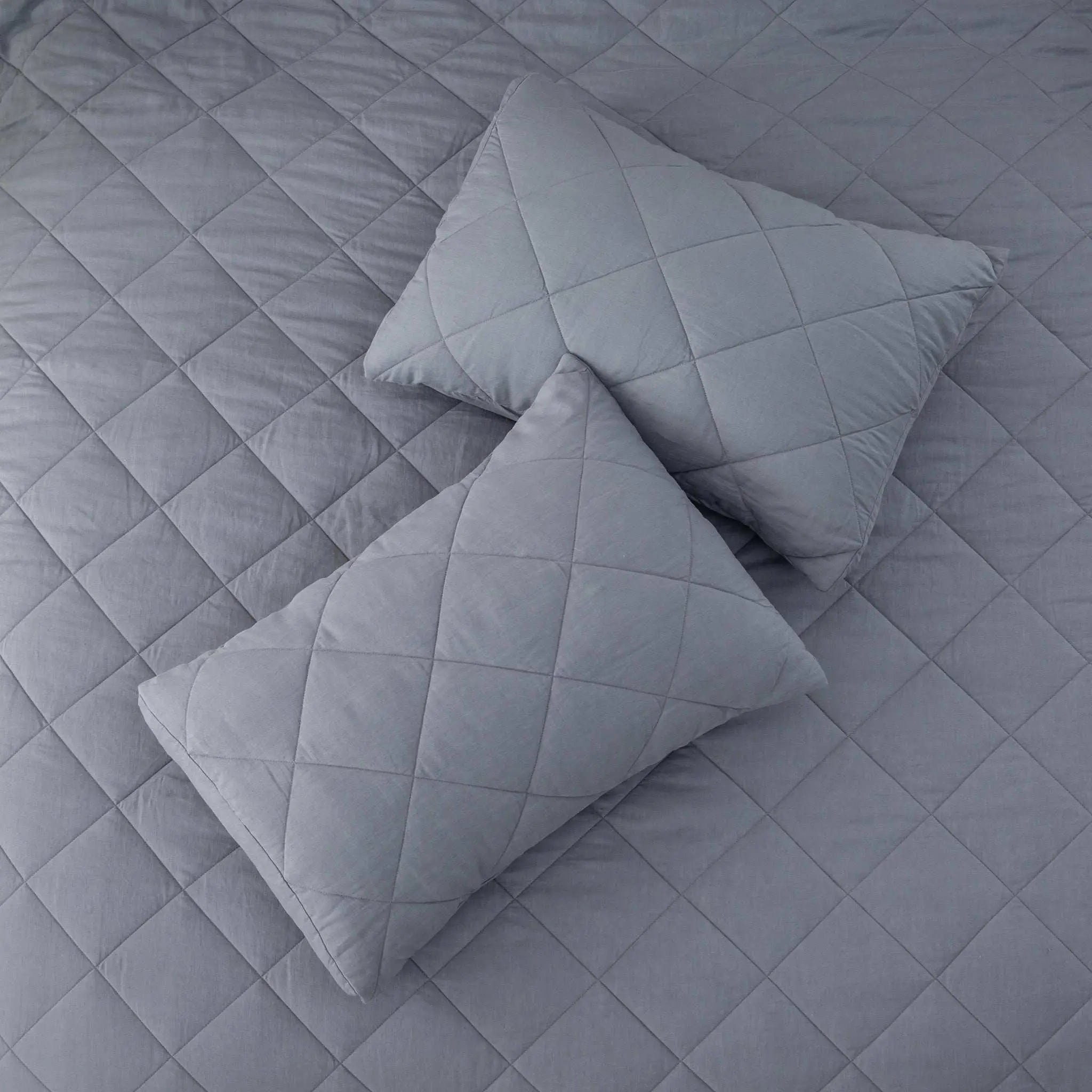 Grey 100% Organic Linen Quilt Set - Victory Symbol