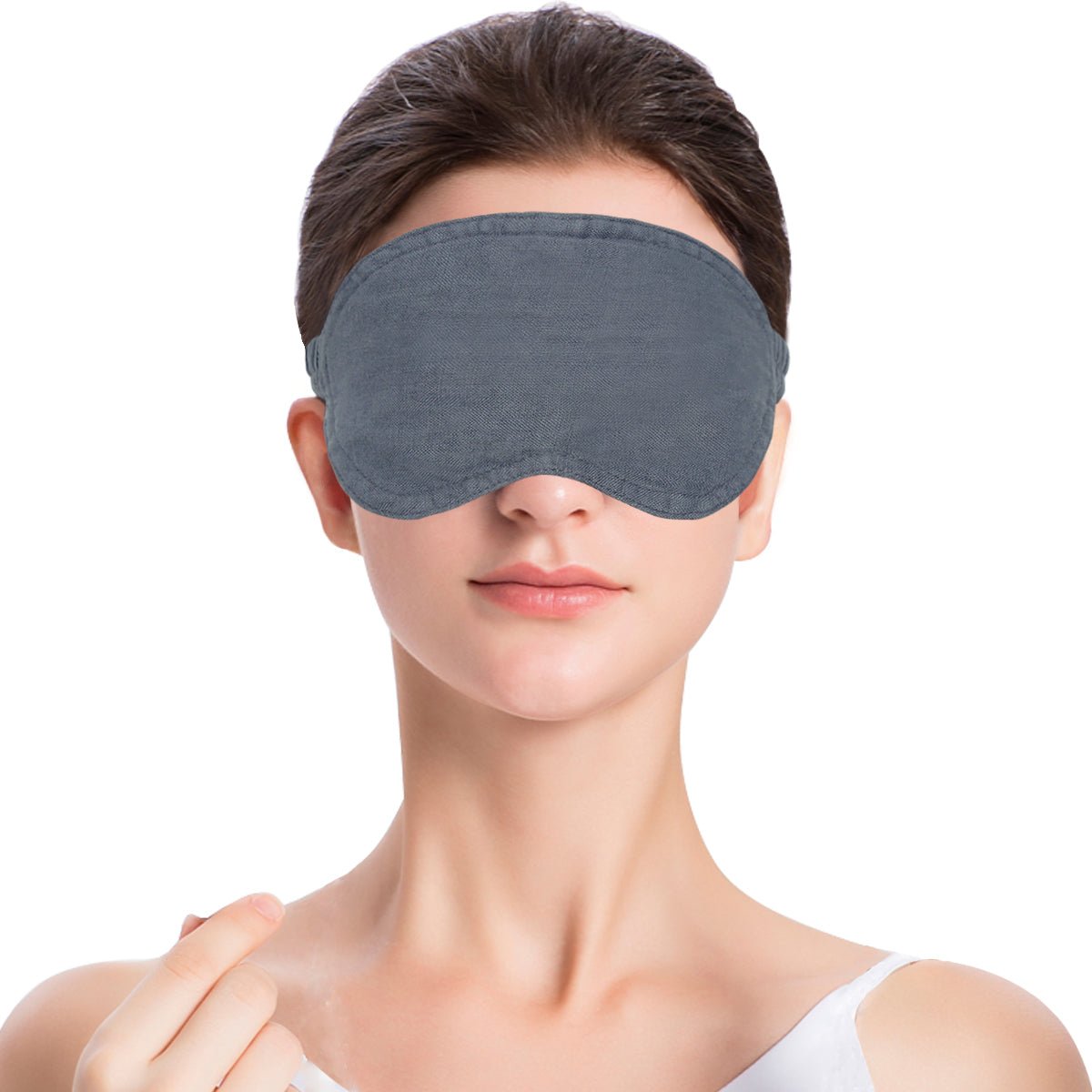 Grey Colorblock 100% Organic Linen Eye Mask - Victory Symbol