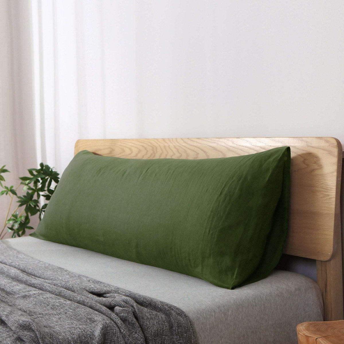 Juniper Green 100% Organic Linen Body Pillowcase - Victory Symbol