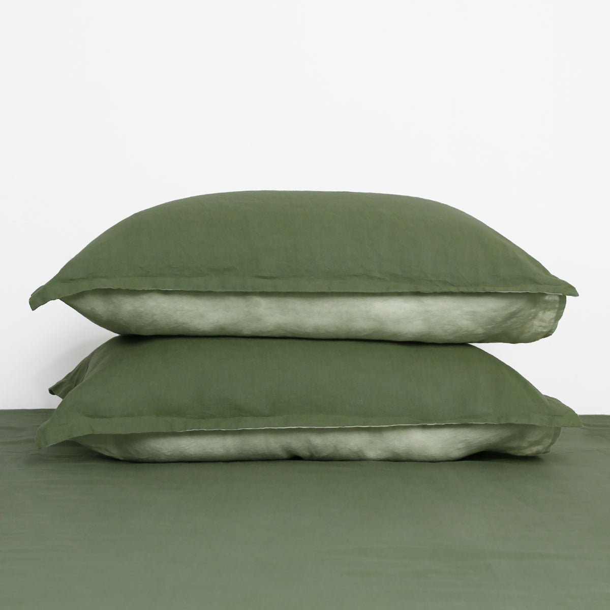 Juniper Green And Mint Green Colorblock 100% Organic Linen Pillowcases - Victory Symbol