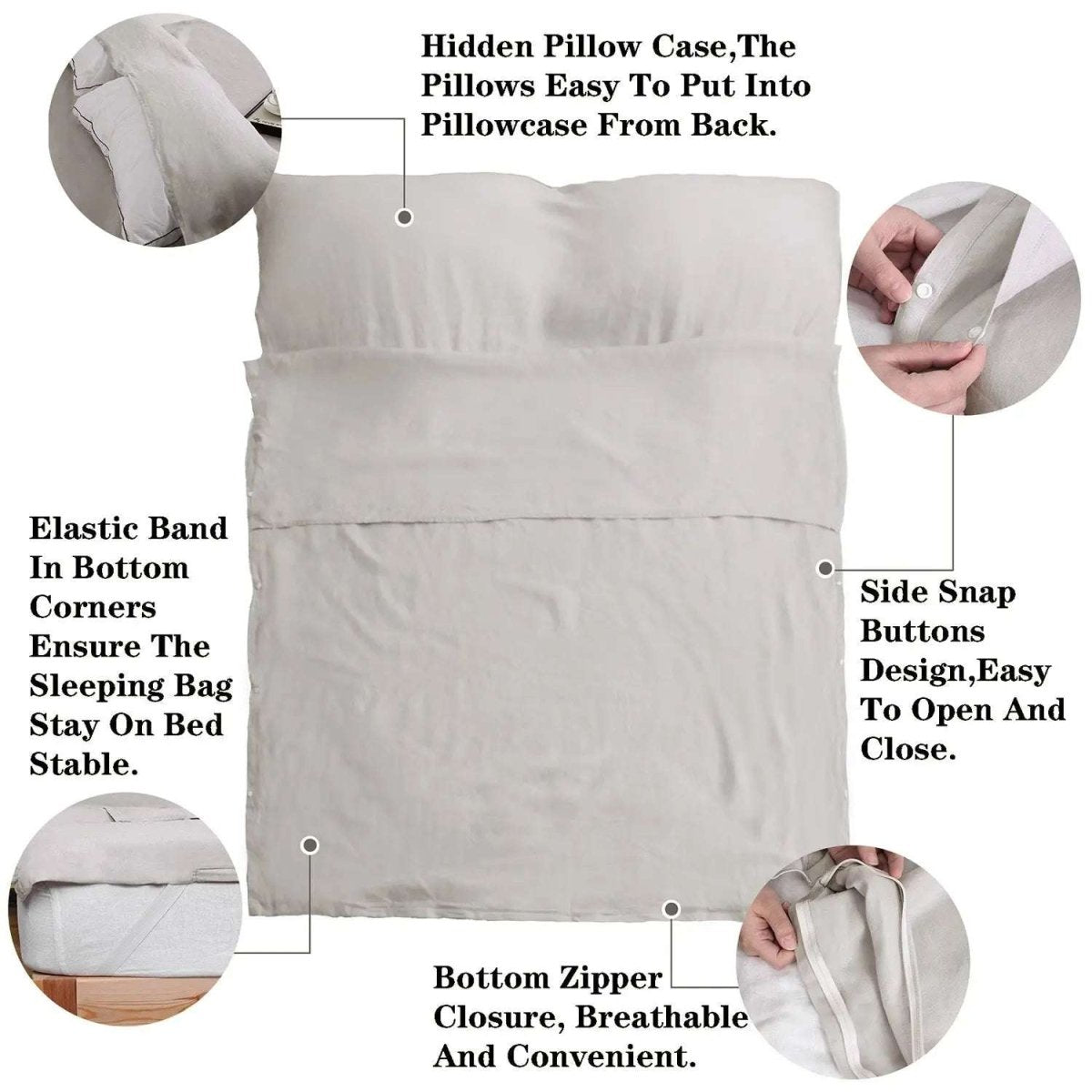 Khaki 100% Linen Portable Bed Sheet,Sleeping Bag Liner for Hotel and Travel,Sleep Sack Adult - Ultra Lightweight Backpacking with Zipper - Victory Symbol