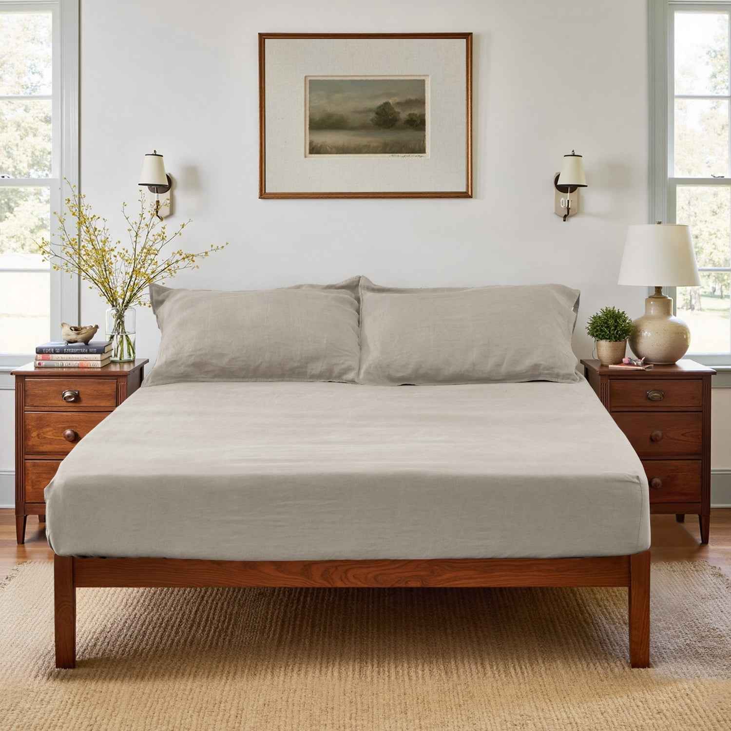 Khaki 100% Organic Linen Sheets Set