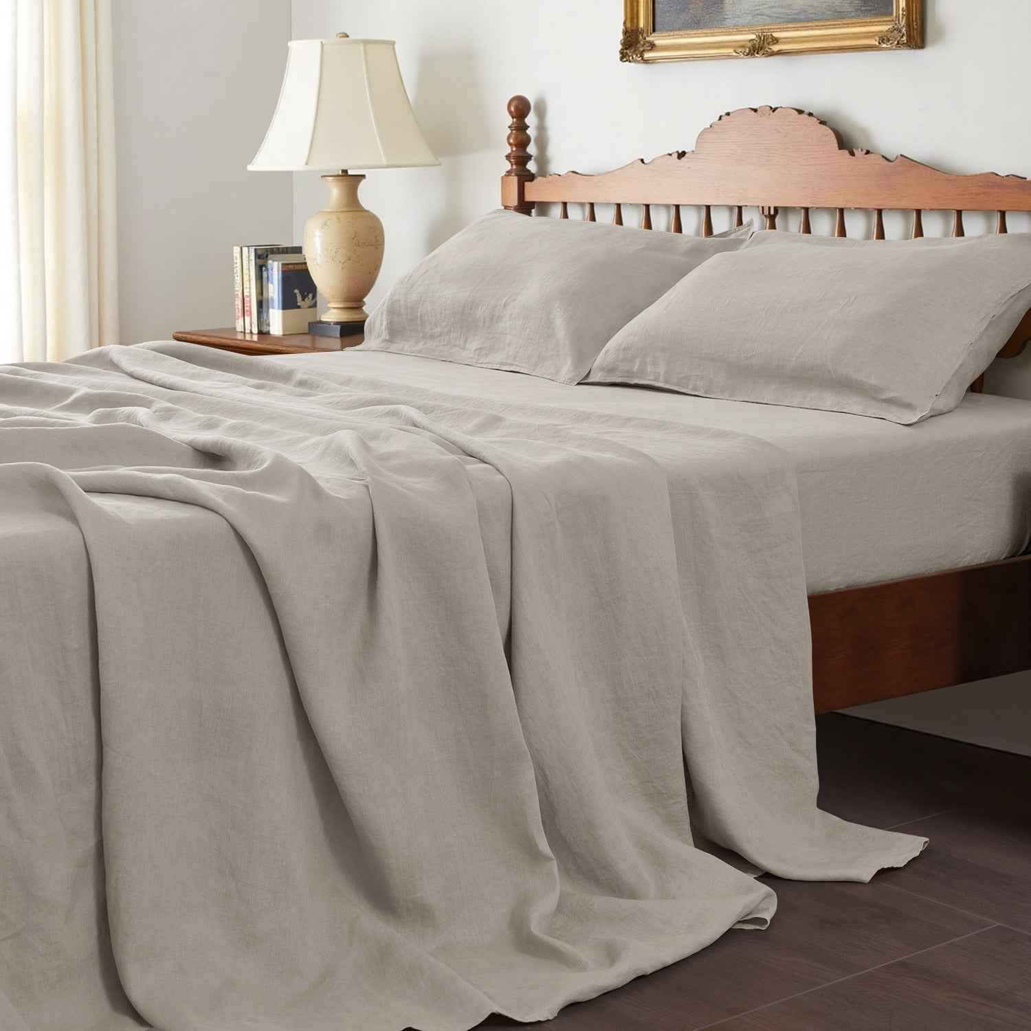 Khaki 100% Organic Linen Sheets Set