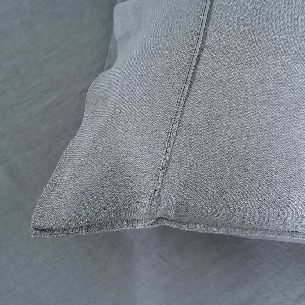 Light Grey 100% Organic Linen Pillowcases - Victory Symbol